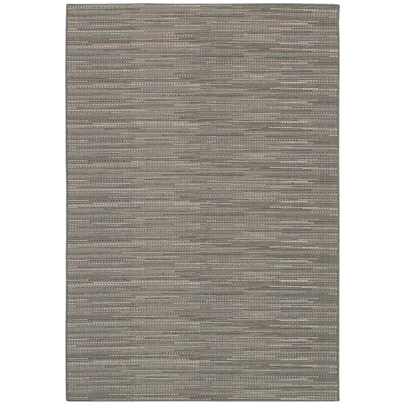 Tapis d'extérieur à rayures tissé à plat gris Veun Performance, Rectangle 2 pi x 3 pi 7 po