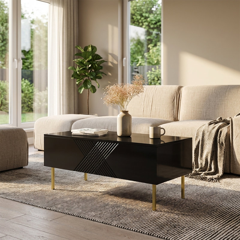 Table basse noire Exito, Noir, Noir / or