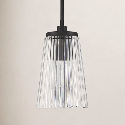 Jeanie 8" W 1-Light Metal and Glass Adjustable Single Cone Pendant with Sloped Ceiling Compatibility