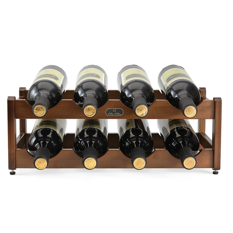 Brown Bamboo 2-Tier Wine Rack for 8 Bottles