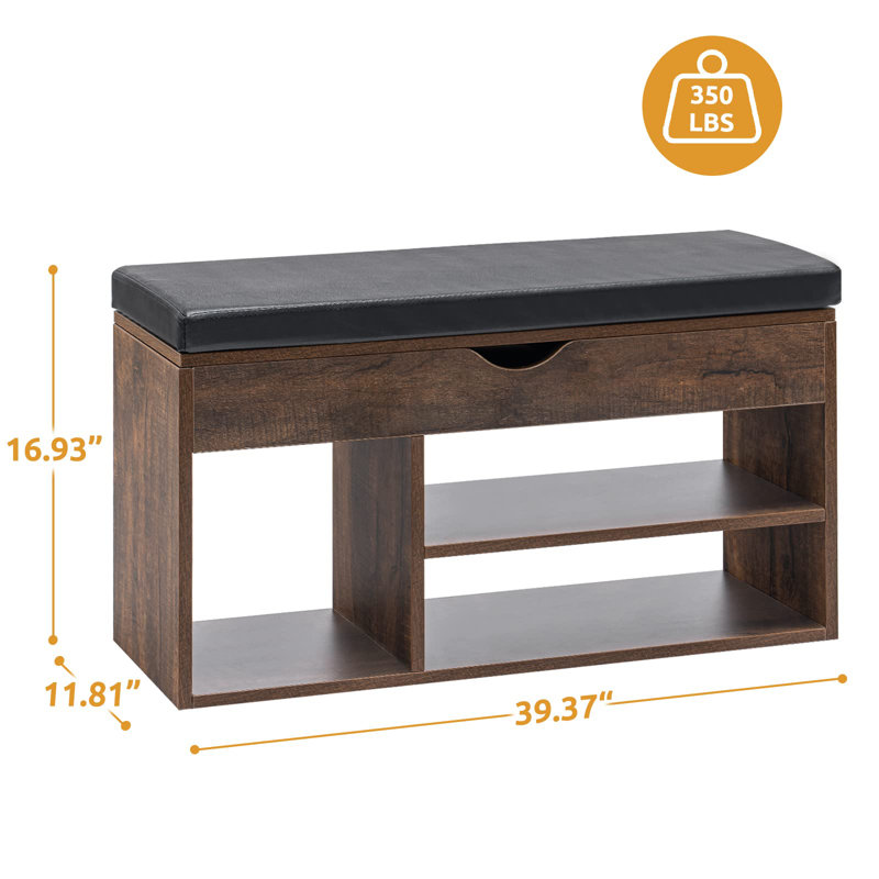Banc de rangement pour 7 paires de chaussures, Brun