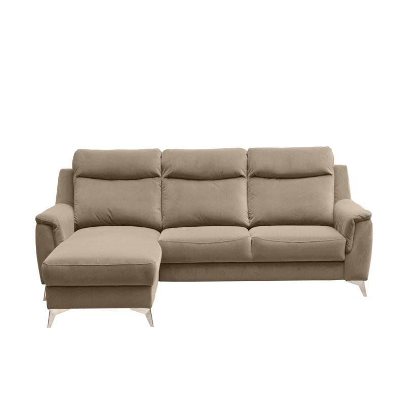 Izola 3 Seater Velvet Sofa Bed, Cream, Left Hand Facing
