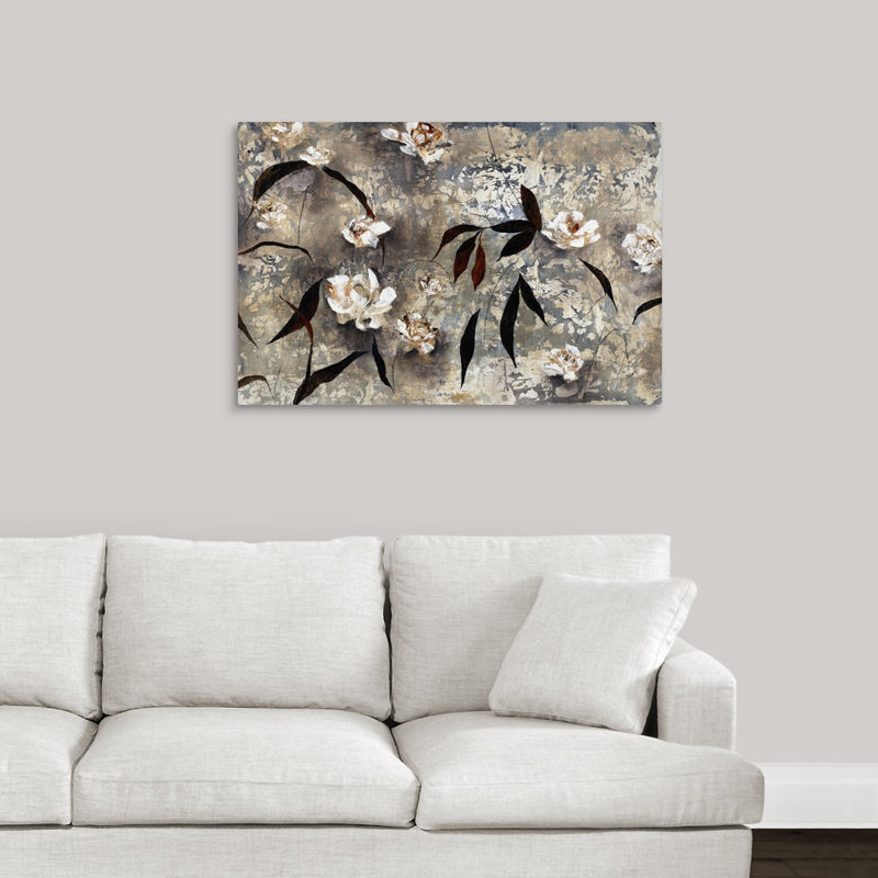 « white camellia », peinture sur toile, Toile tendue, H 24 po x l 36 po x p 1,25 po