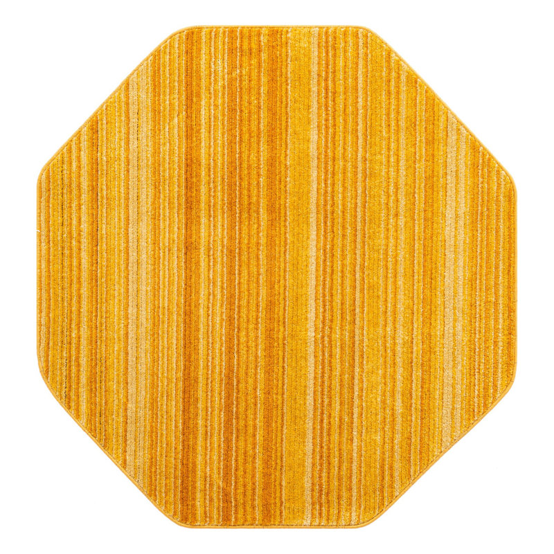 Tapis d'intérieur rayé Hulsey, Yellow, Octogone 4 pi 1 po x 4 pi 1 po