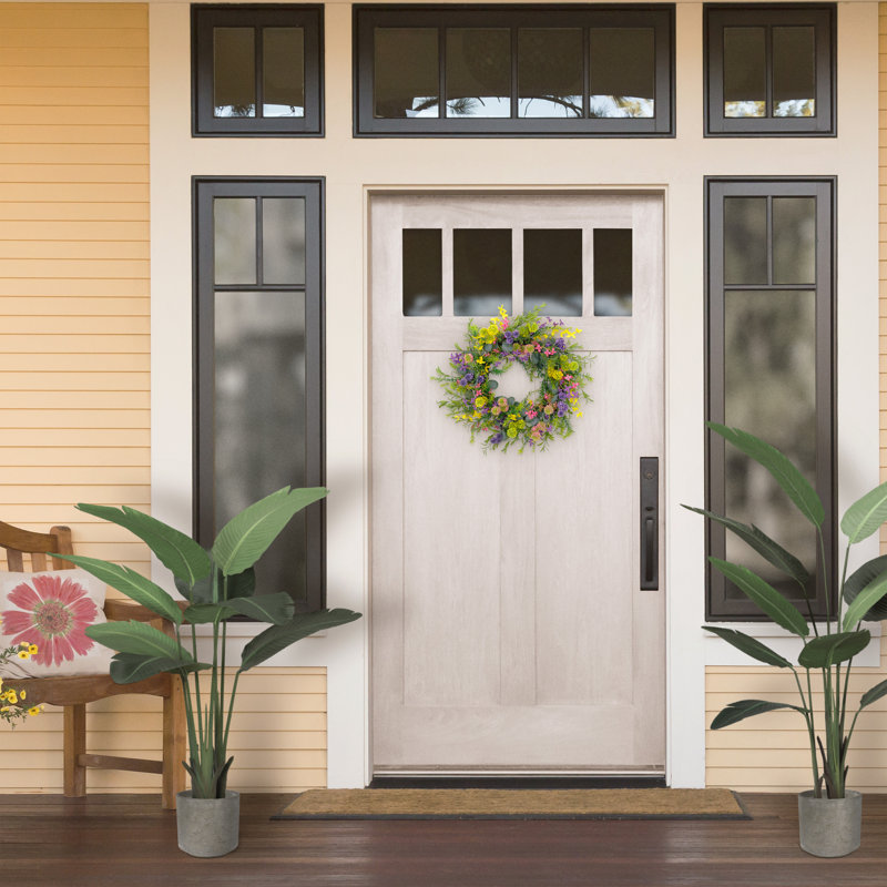 24" Artificial Eucalyptus Floral Spring Door Wreath with Berries, Multicolor