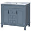 Armoire de salle de bain moderne avec lavabo, armoire à miroir bleue 36 po, meuble-lavabo à 2 portes et tiroirs