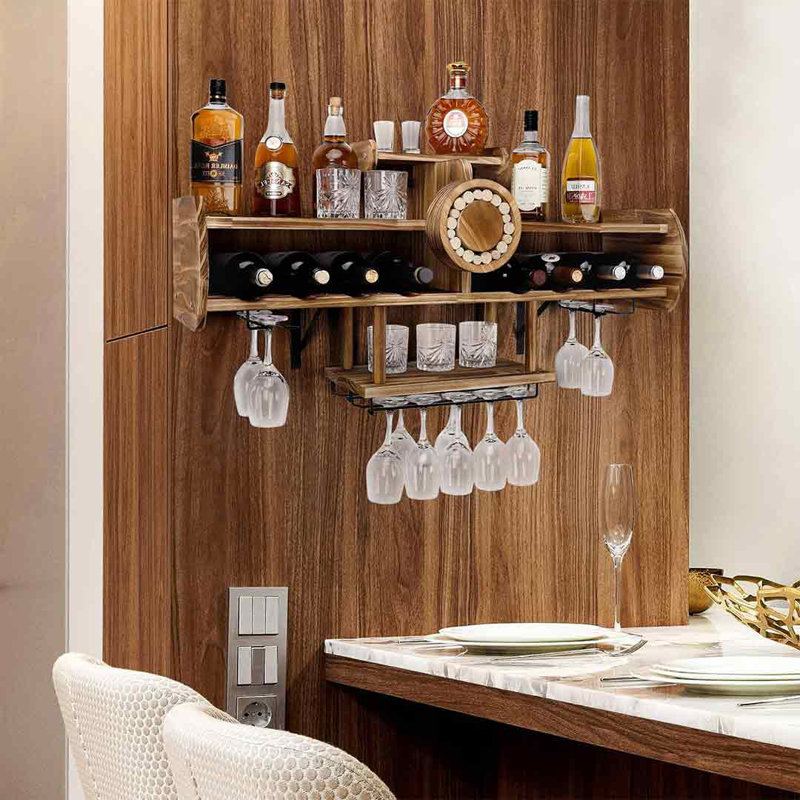 Corner Shelf Floating Wine Glass Shelf Rustic Corner Wine Glass