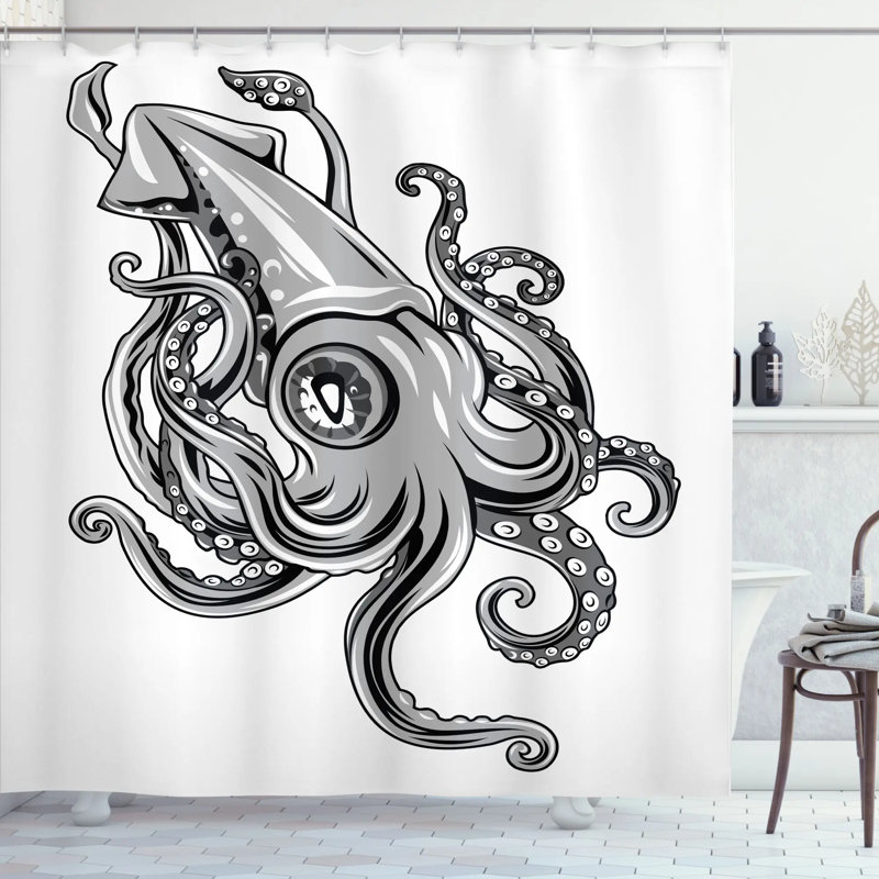 Rideau de douche simple kraken animal cuttlefish sea, l 69 po x L 84 po
