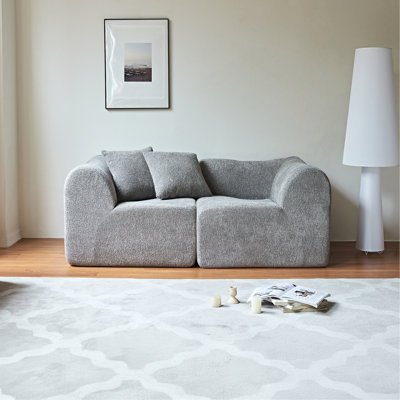 Canapé moderne en tissu de velours 2 places avec coussins - causeuse peu encombrante pour petit salon, bureau, appartement