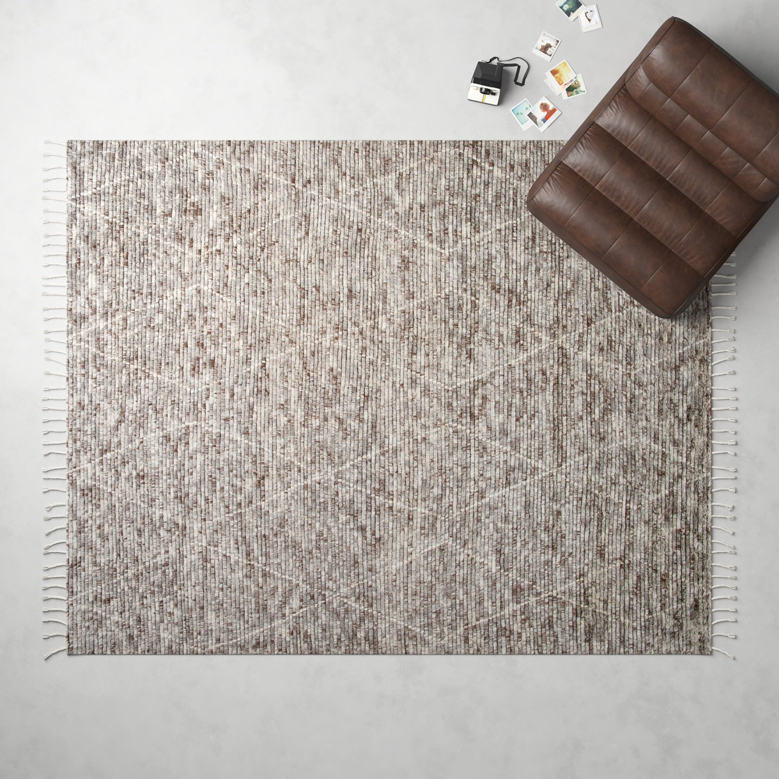 Talon Handmade Wool Gray Rug, Rectangle 8' x 10'