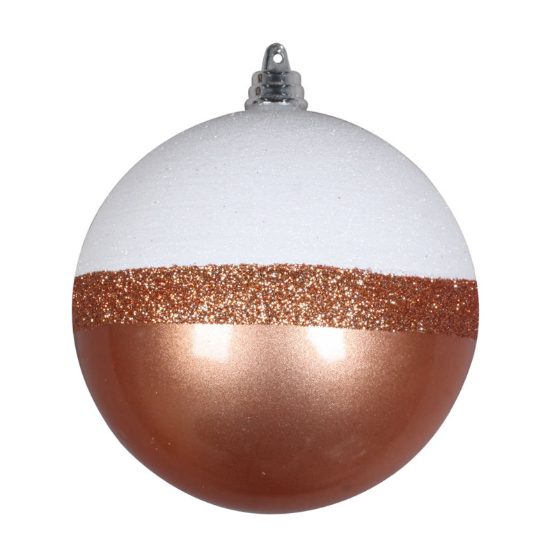 Ornement boule bonbon blanc scintillant, H 3,34 po x l 3,14 po x P 3,14 po, Or rose