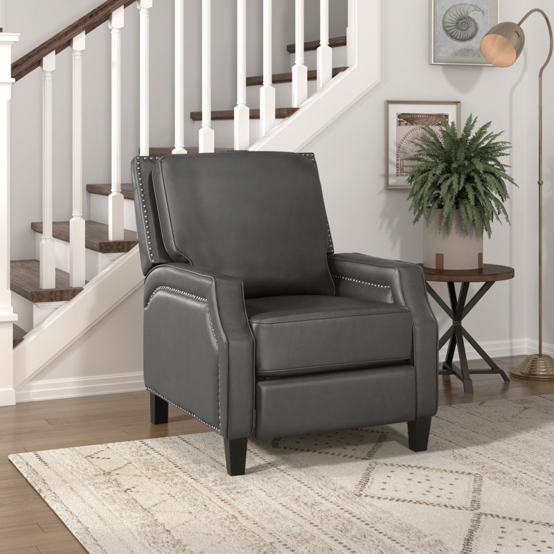 Fauteuil inclinable à dossier poussoir de style transitionnel de couleur grise