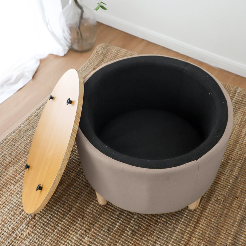 Table basse avec rangement en bois massif, Beige