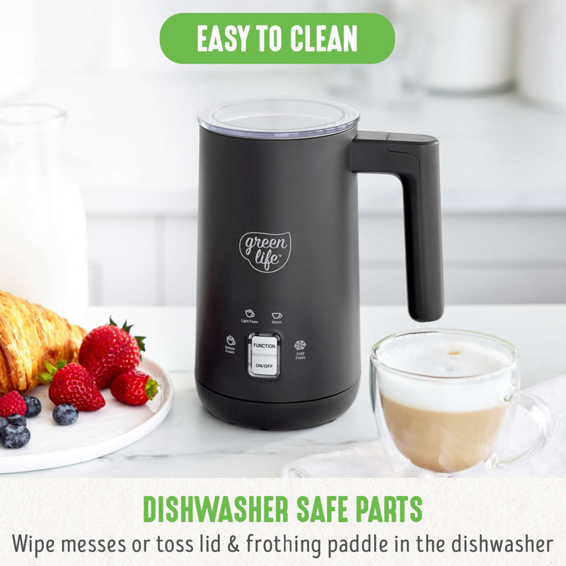 White Ceramic 10oz Electric Milk Frother with 4-in-1 Function