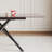 59" Extendable Rectangle Table – Black Sandblasted Glass Top with X-Base, Seats 4-6