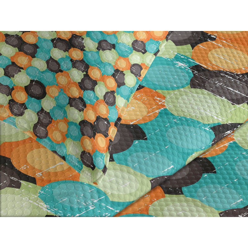 Ambesonne Geometric Bedspread Vibrant Toned Circles Multicolor, King Coverlet/Bedspread + 2 Pillow Shams