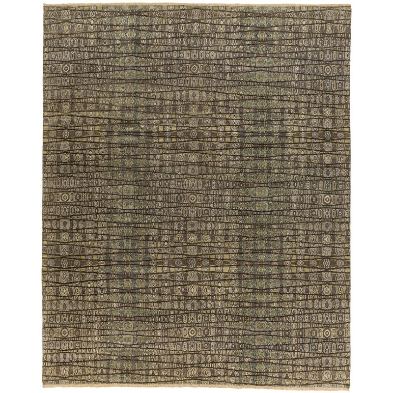 Crescendo Wool Geometric Area Rug in Brown/Gold/Gray, Rectangle 8' x 10'