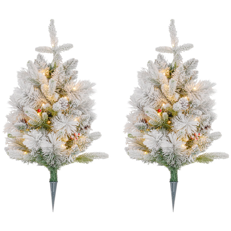 2 arbres de Noël artificiels pré-éclairés 2 pièces avec 60 lumières DEL