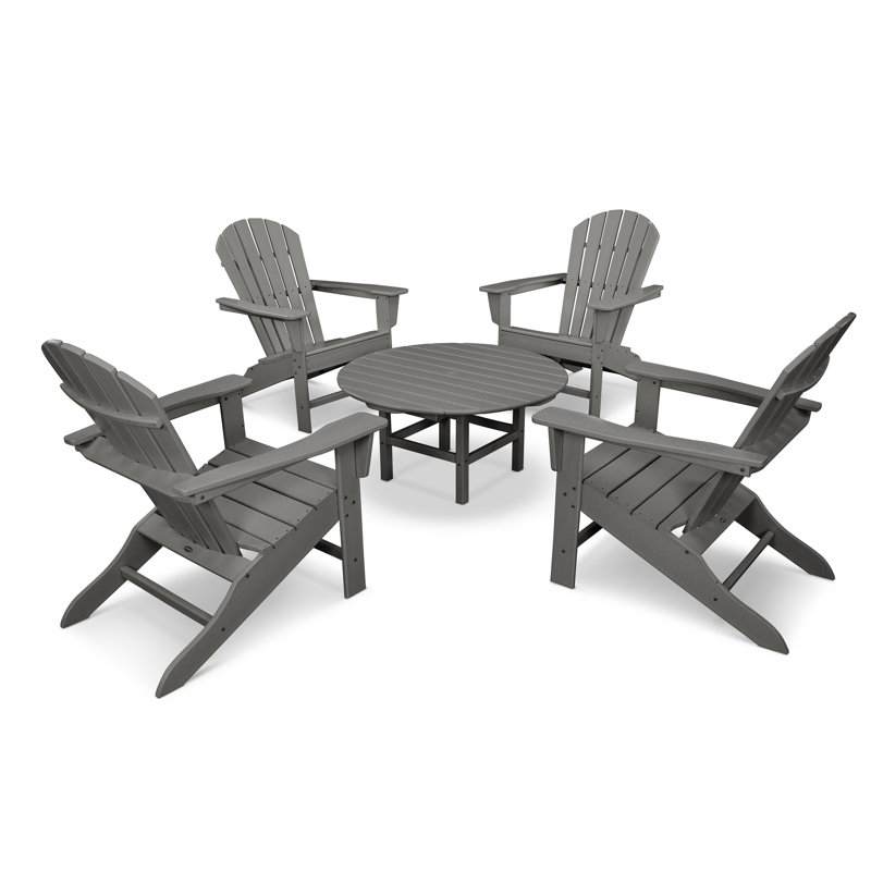 POLYWOOD South Beach 5-Piece Conversation Group, Slate Gray