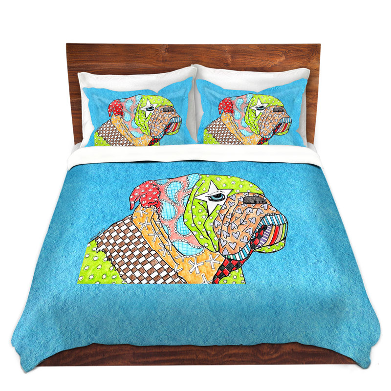 Ensembles de housse de couette très grand DiaNoche en microfibre par Marley Ungaro - English Bulldog Aqua