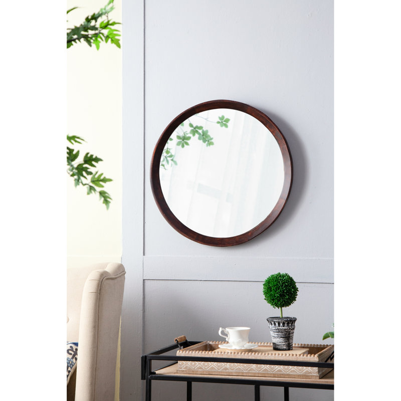 Miroir transitionnel en bois de manguier - Illuminez votre décor de salon, Marron foncé