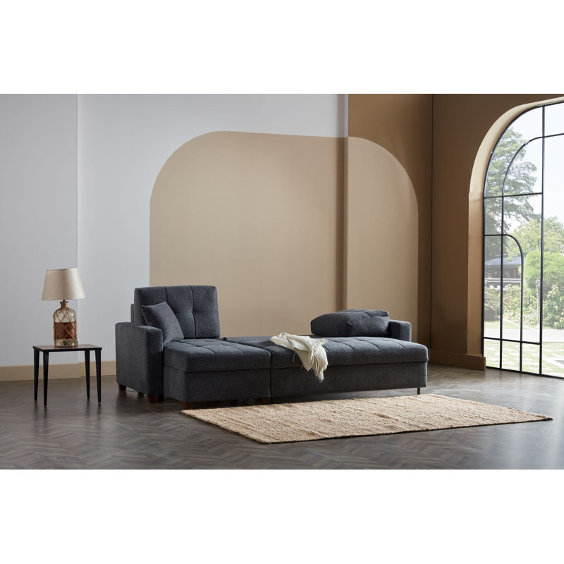 Upholstered Sectional, Anthracite Fabric, Left Hand Facing