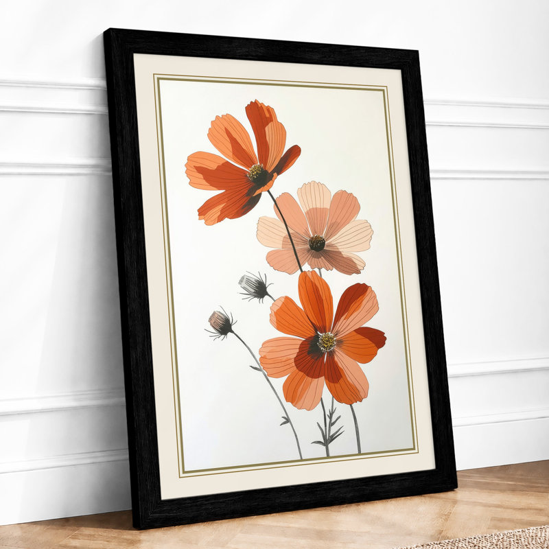 Cosmos Bloom Botanical - Framed Print, A1 - 84.1 x 59.4 cm, Black