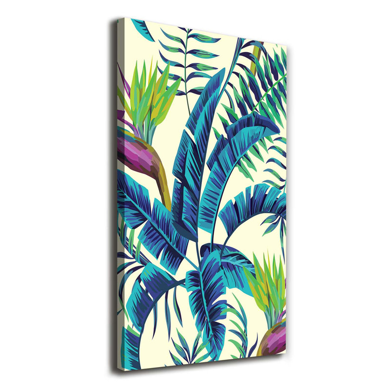 Tropical Leaves - Wrapped Canvas Print, 140cm H x 70cm W