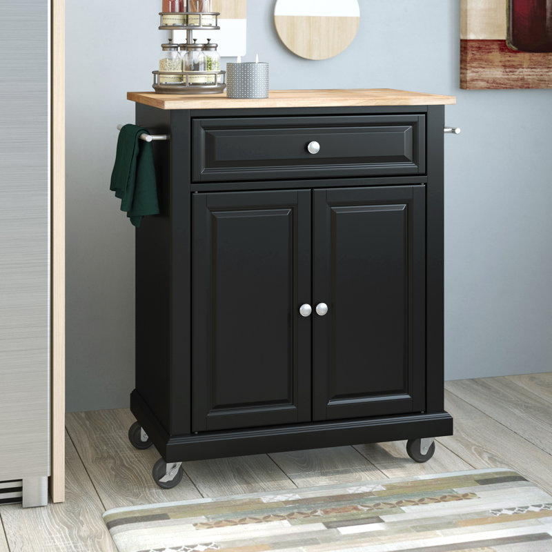Hedon Wood Kitchen Cart, Black