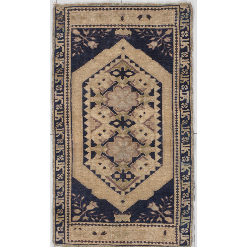 Vintage One-of-a-Kind Rectangle 1'9" X 3' Hand Knotted Area Rug