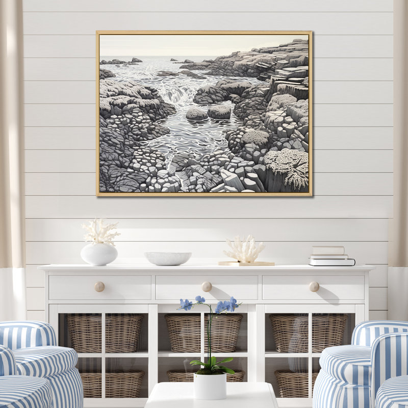 «Gray Abstract Landscape I», reproduction, Cadre naturel flottant, H 30 po x l 40 po x P 1,5 po