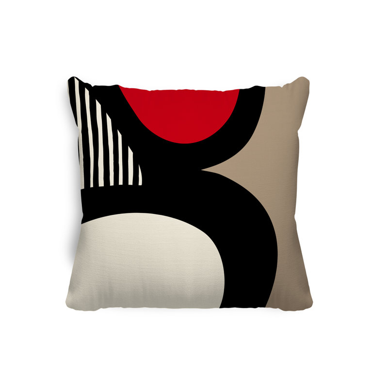 Lara Abstract Outdoor Reversible, 19" x 19", Red/Off White