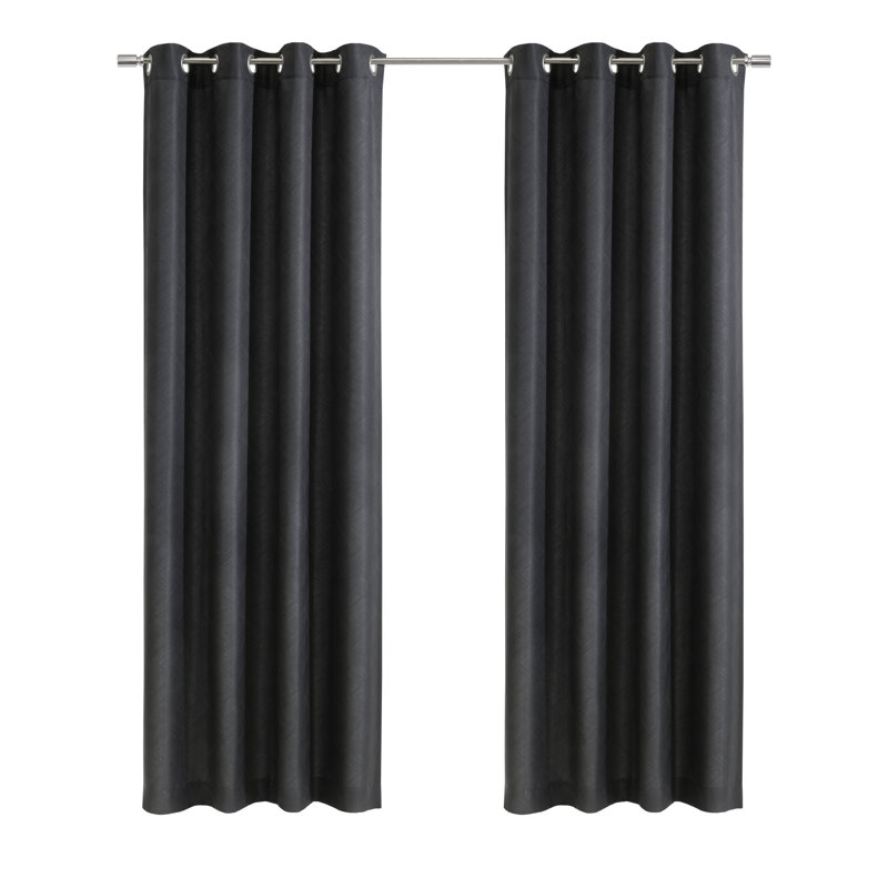 Abi Light Filtering Grommet Curtain Panel in Charcoal, 52" W x 63" L