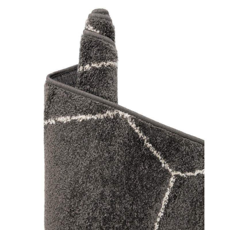 Tapis gris foncé Debrodie, Gris foncé, Demi-cercle 3 pi 1 po x 6 pi 1 po