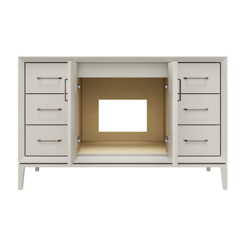Alexandra Single Extra Wide Bath Vanity, Vintage Taupe, Satin Nickel, 54"