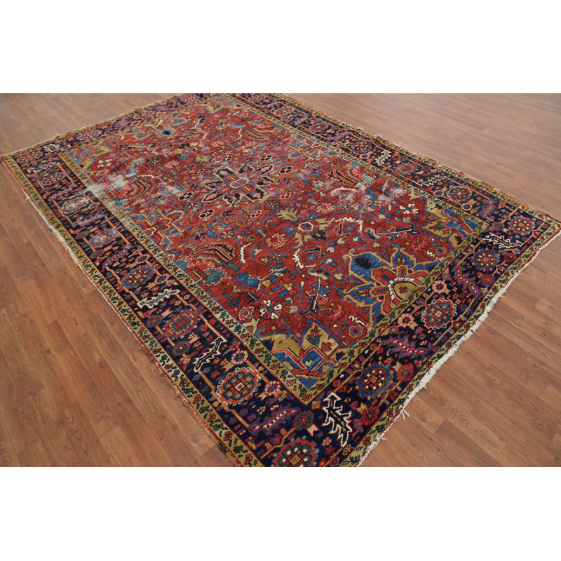 Tapis traditionnel pré-1900 à teinture végétale 7 x 10