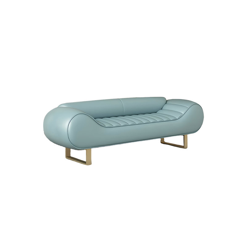 Banc rembourré en similicuir Eyvin, Bleu, H 20,47 po x l 68,89 po x P 19,68 po