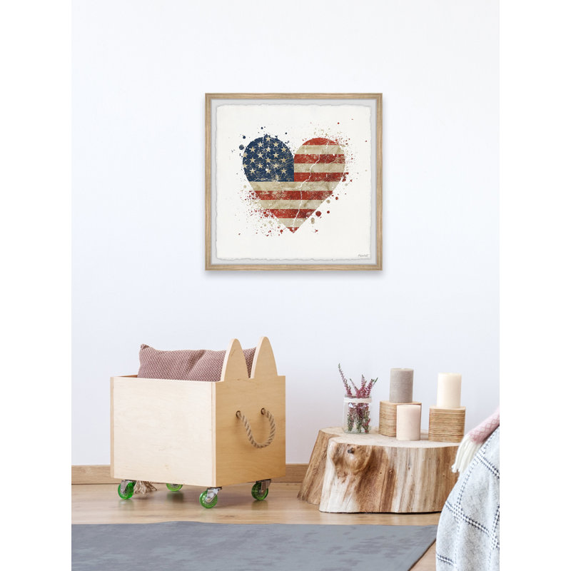 Impression encadrée « USA Heart flag », H 32 po x l 32 po x P 1,5 po