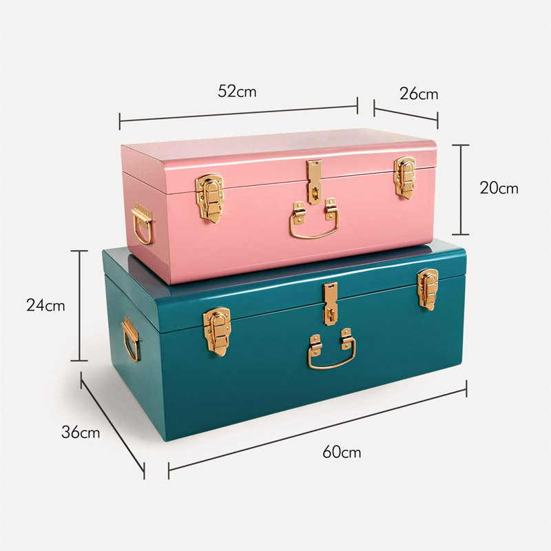 2 Piece Accent Trunk Set, Pink/Blue