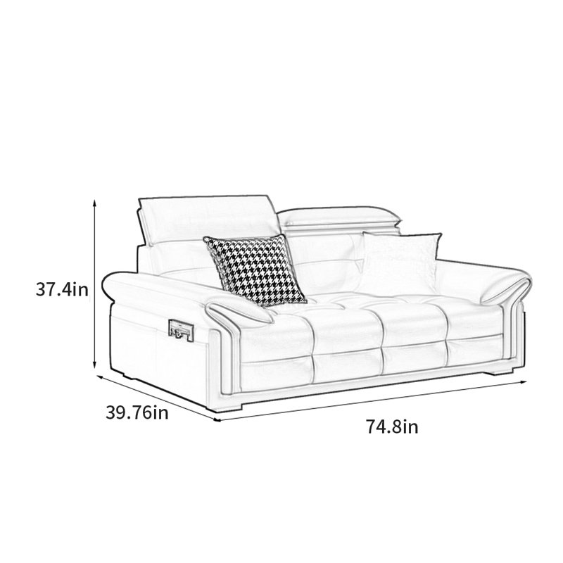 Canapé Nordic, 2, H 37,4 po x l 74,8 po x P 39,76 po