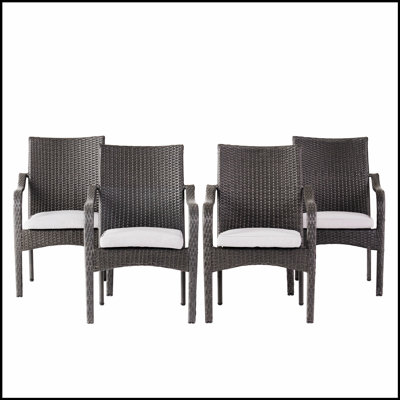 Ensemble de 4 chaises d'extérieur empilables en rotin PE, durables et peu encombrantes pour le patio et le jardin