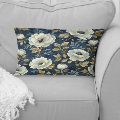 Navy Blue Country Chic Flowers I - Farmhouse Pillow