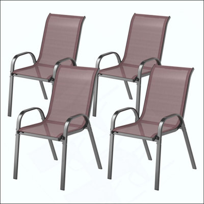 Ensemble de 4 chaises de salle à manger d'extérieur empilables avec dossier haut et siège en filet respirant Outsunny
