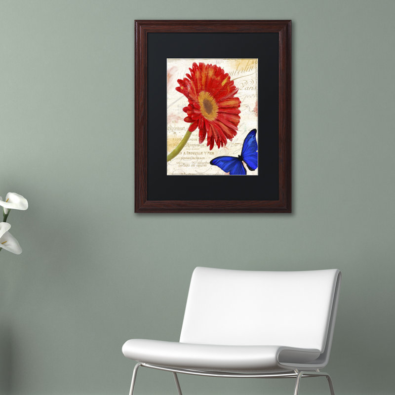 Jadaya «Gerbera Daisy», impression encadrée, H 14 po x l 11 po x P 0,5 po, Noir, Cadre brun
