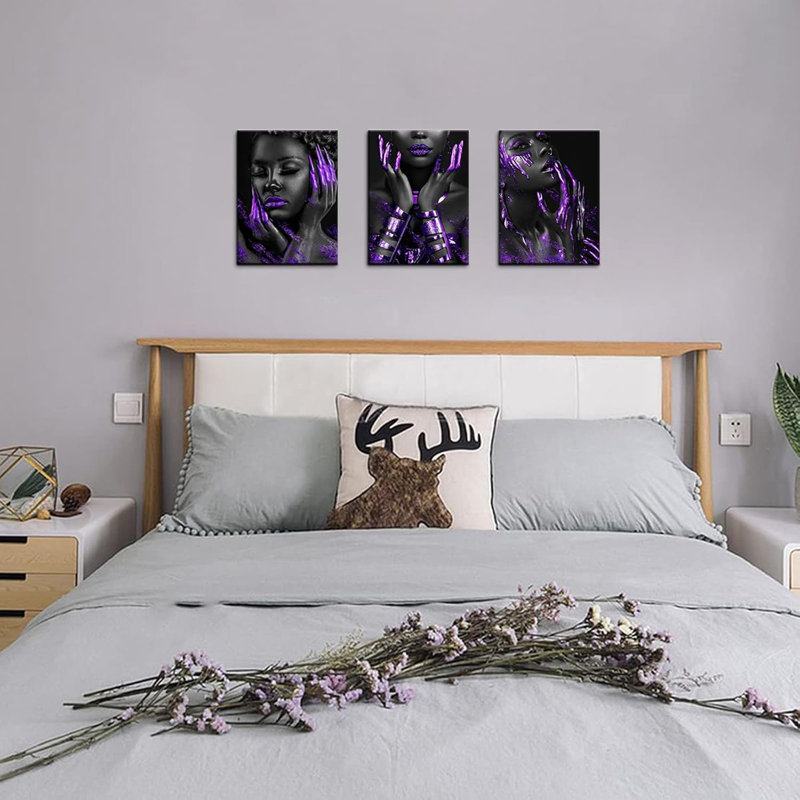 3 Piece Wrapped Canvas Set, Purple