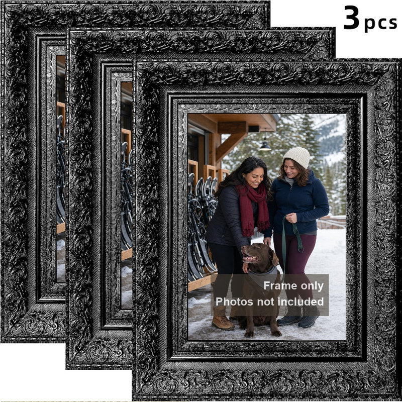 Cadre photo noir 3 pièces 5 "x 7" avec tablettes