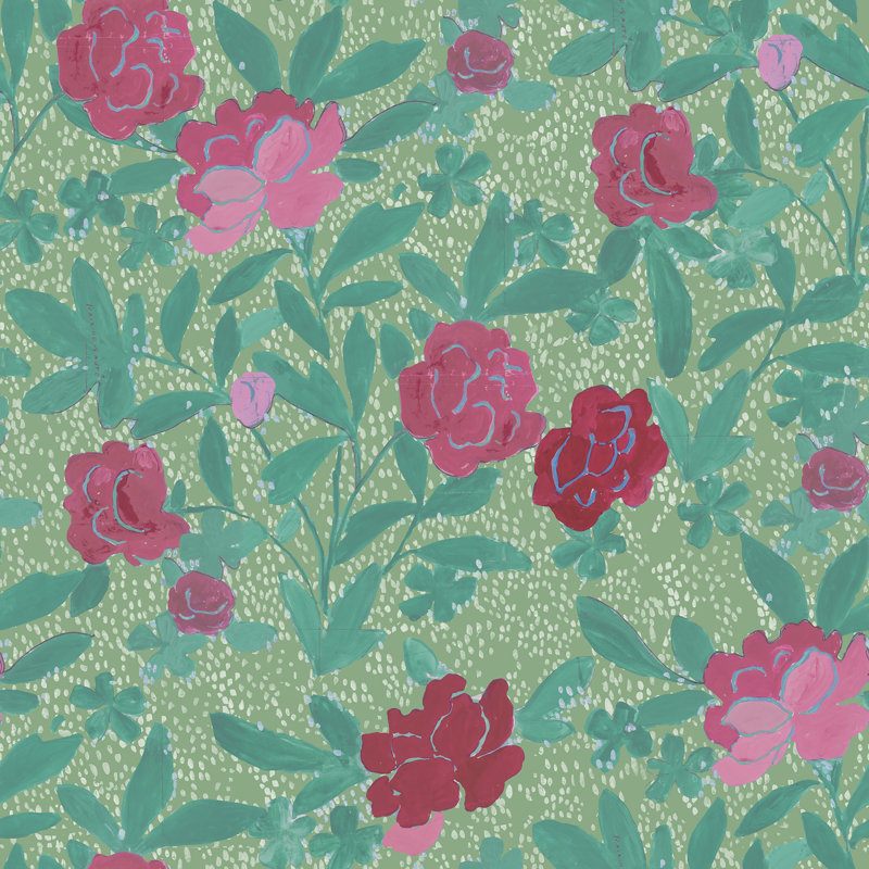 Paule Marrot Floral Wallpaper Double Roll, Light Green