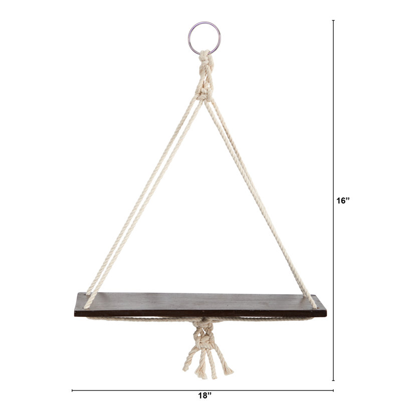 Macramé avec tablette murale en bois