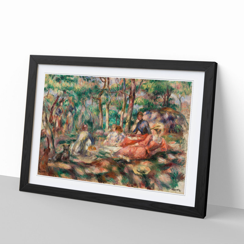 Picnic by Pierre-Auguste Renoir - Picture Frame Painting, 65cm H x 90cm W x 2cm D, Black Framed