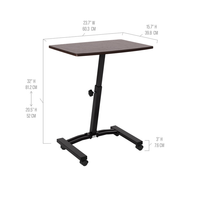  24'' W Rolling Desk or Stand with Wheels, Walnut